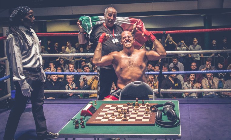Chessboxing but neither person knows how to play chess 