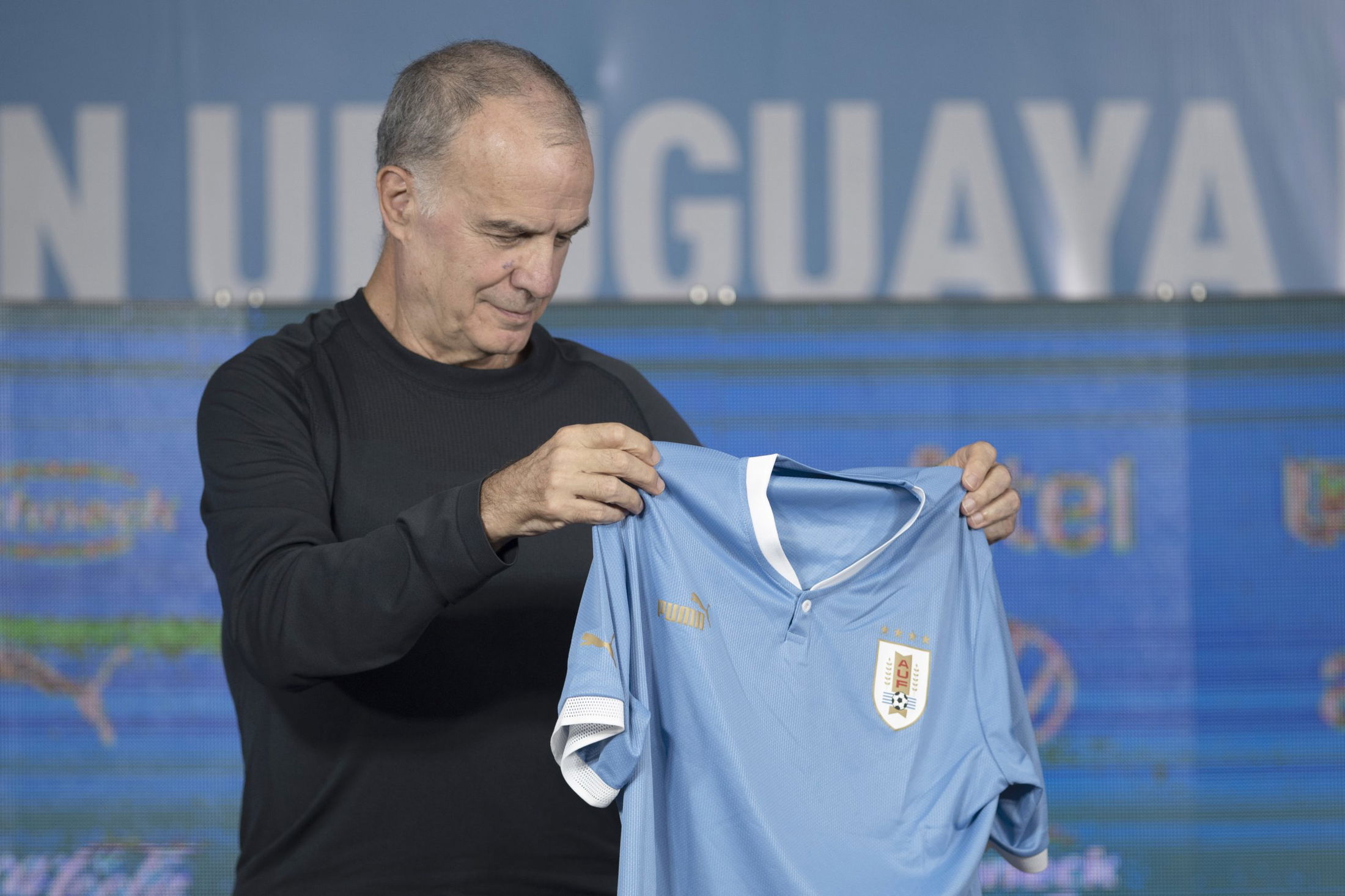 Spotted: Marcelo Bielsa shows love for Leeds United as he heads for crucial Uruguay v Argentina clash