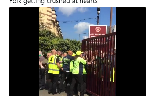 Image for Stewards and Police needlessly crush Celtic fans at Tynecastle