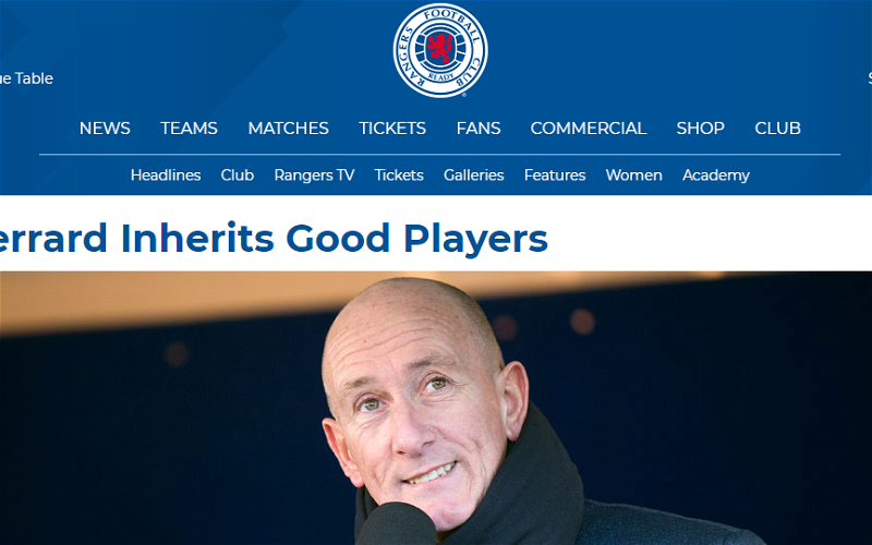 Image for “Whits the Goalie dain Tom” says Gerrard “inherit a lot of really good players” on Sevco website