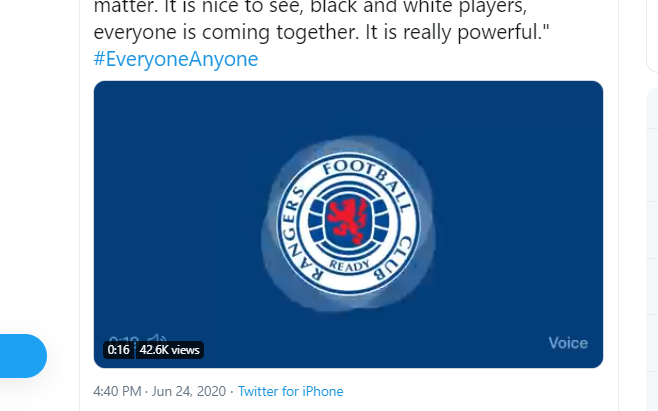 Image for Defoe’s BLM message hammered by Ra Peepa on Rangers Twitter