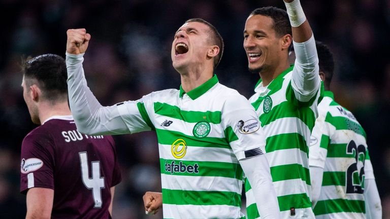 No later than 60 seconds, Simunovic had heaped even more misery on Hearts as the towering defender made it goal number five for the champions.