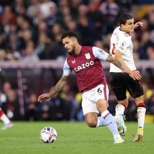 Douglas Luiz in action for Aston Villa