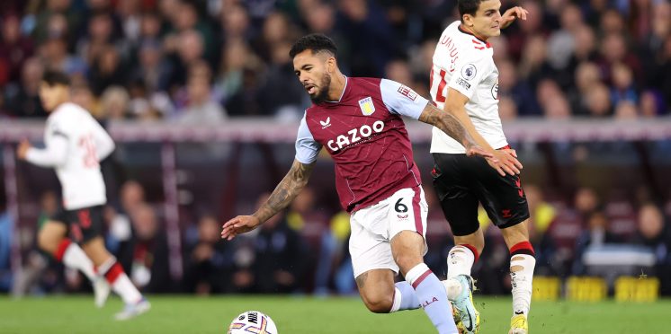 Douglas Luiz in action for Aston Villa