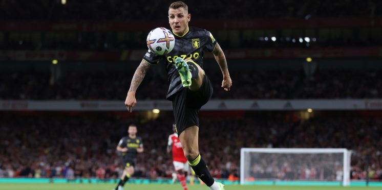 Lucas Digne in action for Aston Villa