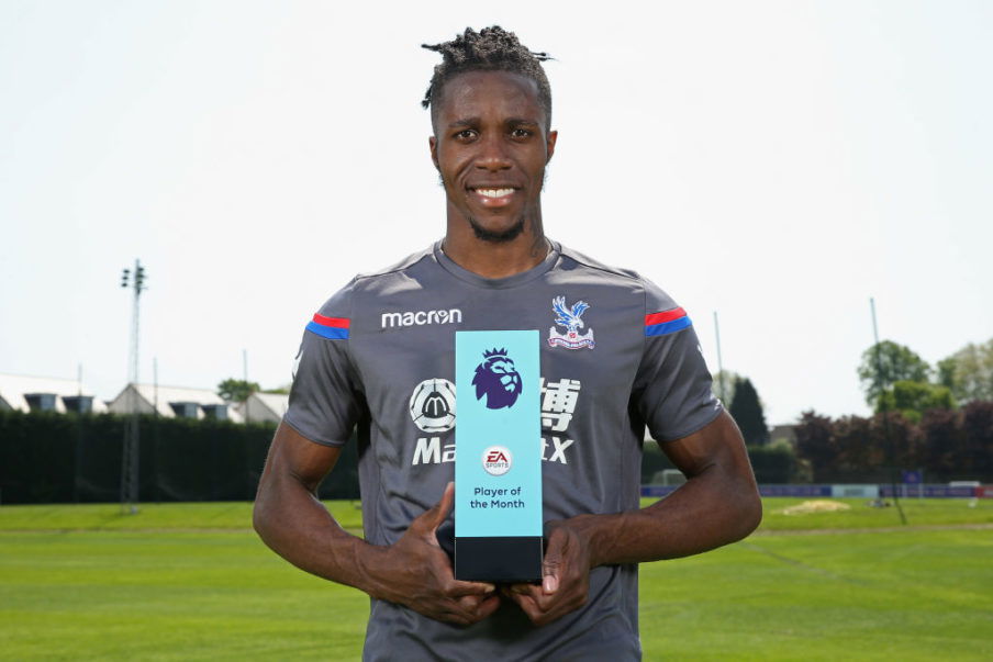 Wilfried Zaha is Awarded with the EA SPORTS Player of the Month for April Steve Bardens/Getty Images Sport