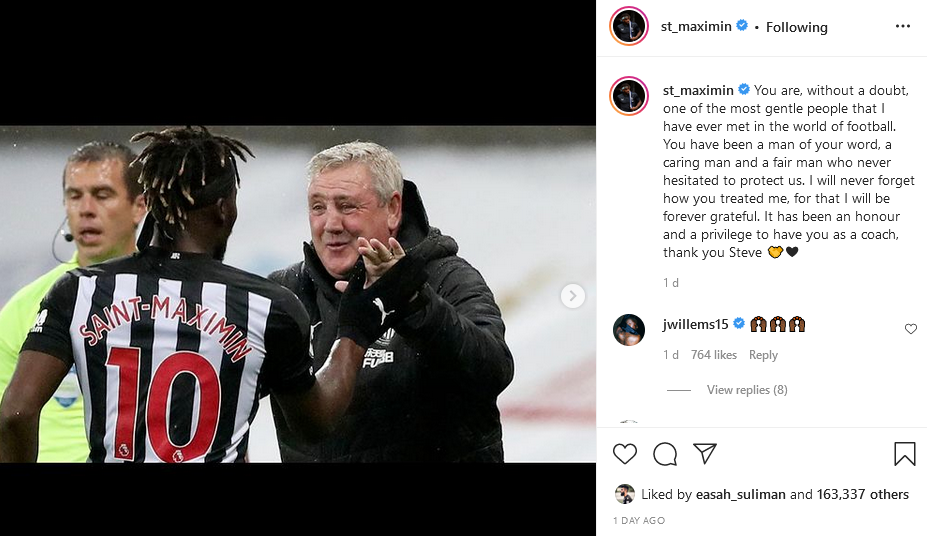 Newcastle United's Allan Saint-Maximin posts emotional message to fans