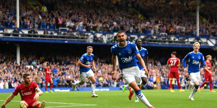 Conor Coady in action for Everton against Liverpool