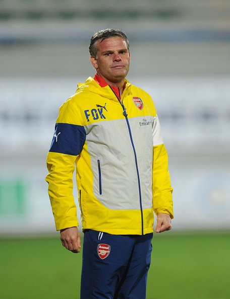 DENDERLEEUW, BELGIUM - OCTOBER 21:  Arsenal U19 Manager Frans de Kat during the match between RSC Anderlecht and Arsenal in the UEFA Youth League at Van Roy Stadium on October 21, 2014 in Denderleeuw, Belgium.  (Photo by David Price/Arsenal FC via Getty Images)
